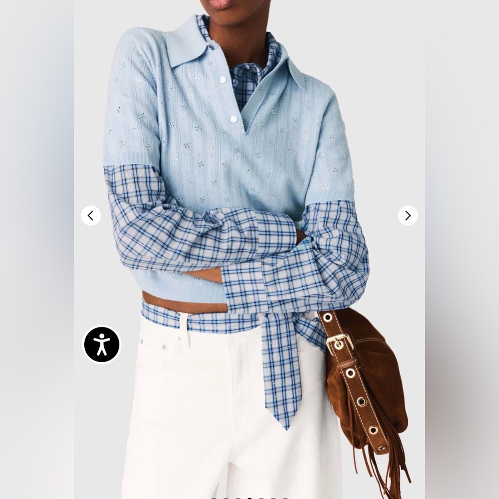 Maje cropped sweater with rhinestones size XS